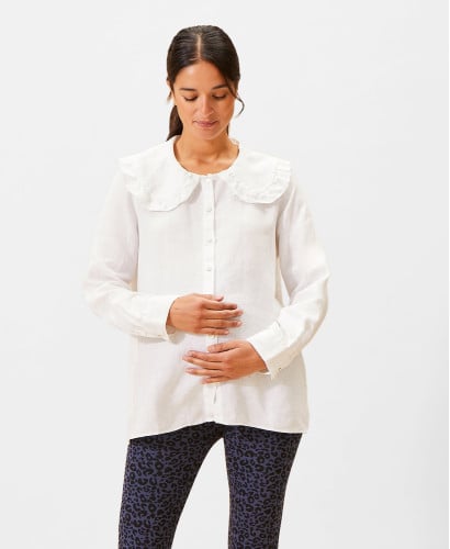 Tulsa Linen Pregnancy White Shirt