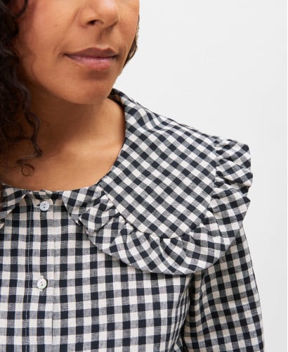 Chemise Grossesse Lin Vichy Noir Tulsa