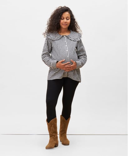 Tulsa Black Gingham Linen Pregnancy Shirt