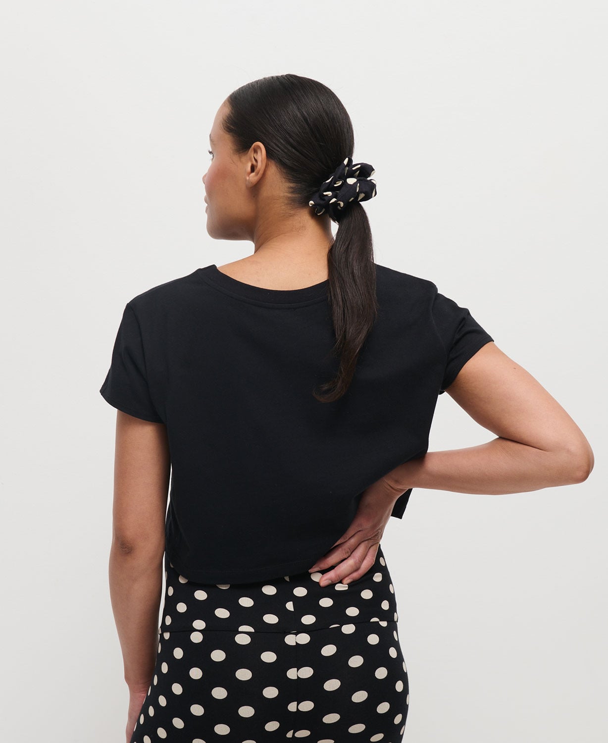 Maxi Black Polka Dot Cotton Scrunchie