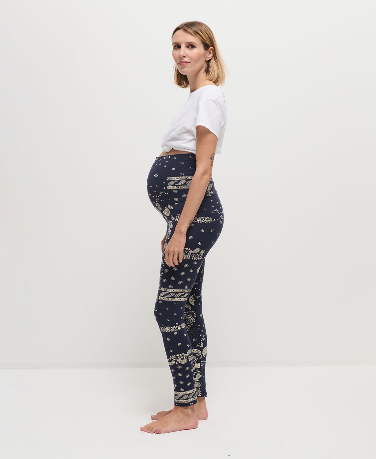 Legging De Maternité Capri 3/4 - Coton Opaque Élastique - Taille Élastique (S à XXXL) - Neuf Avec étiquette