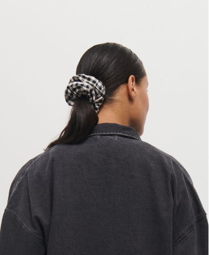 Maxi Scrunchies Linen Black Gingham