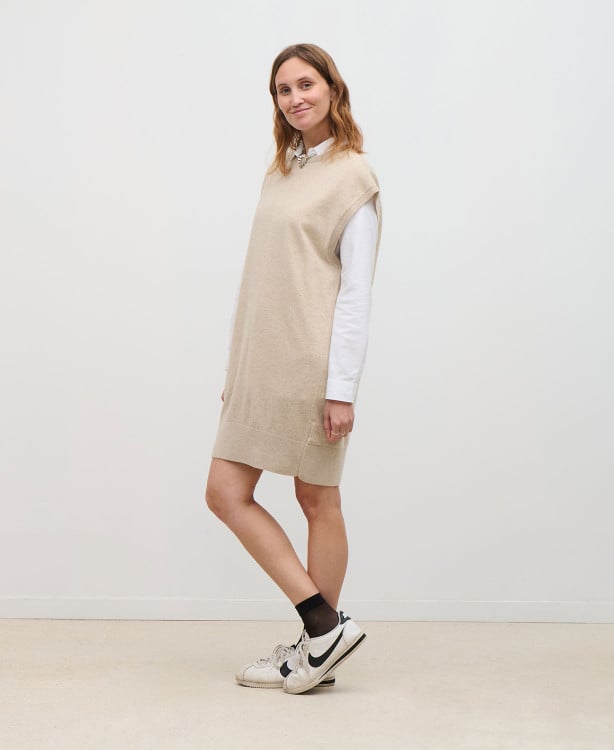 Ada Beige Wool Sweater Dress