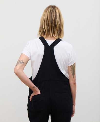 Arizona Black Cotton Flannel Maternity Overall