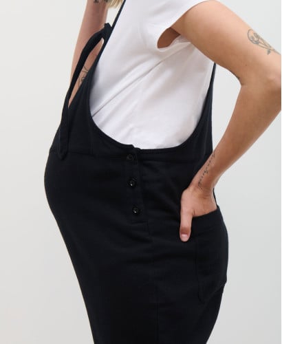 Arizona Black Cotton Flannel Maternity Overall