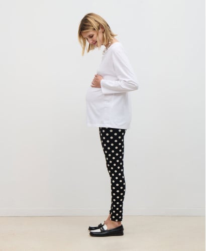 T-shirt Grossesse Manches Longues Coton Bio Blanc