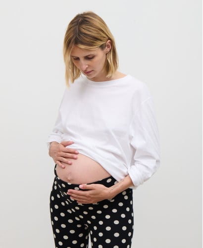 White Organic Cotton Long Sleeves Pregnancy T-shirt