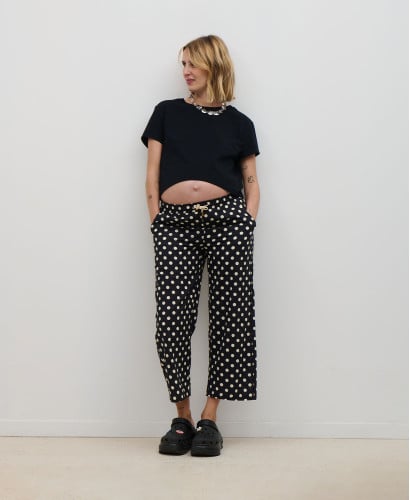 Light Denim Maternity Pants l Comfortable Maternity Bottoms & Trousers -  Polka Dots 