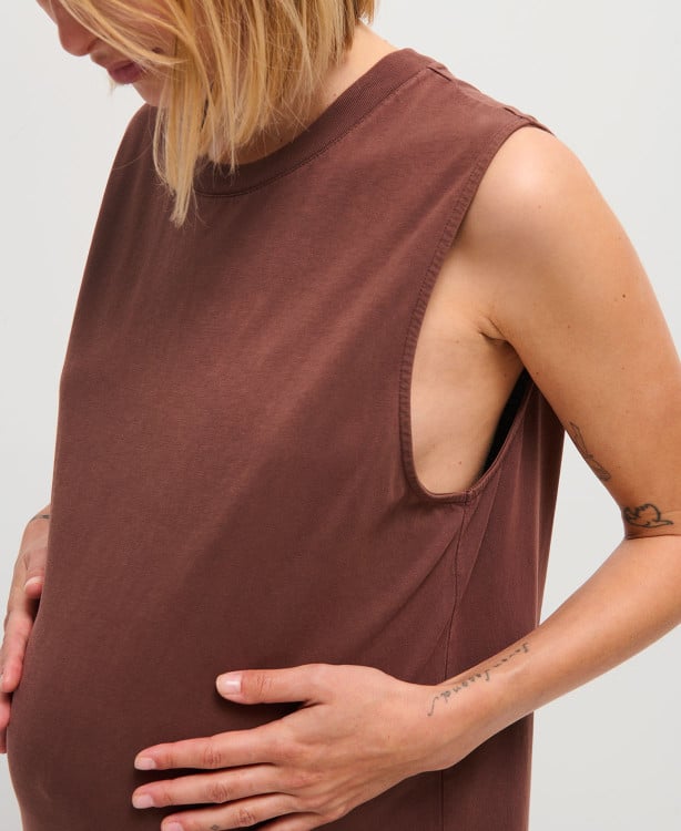 Robe Grossesse Coton Marron Vintage Charlie