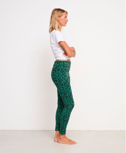 Legging grossesse léopard coton bio vert