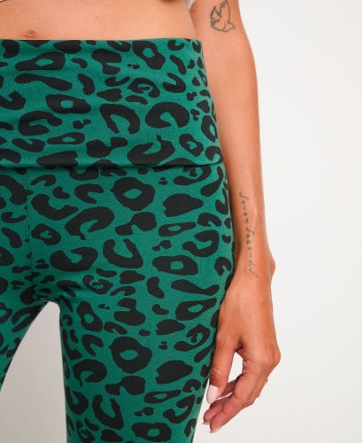 Legging grossesse léopard coton bio vert
