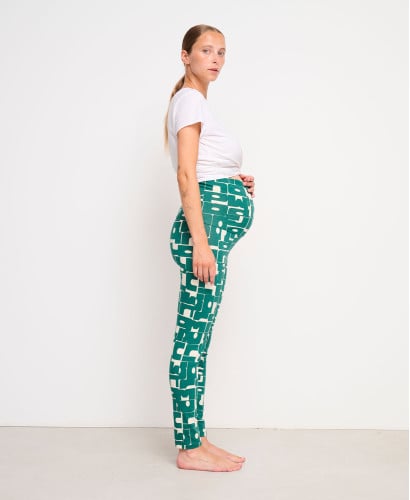 Legging Grossesse Marguerites l Leggings Evolutifs Maternité -  Logo vert 