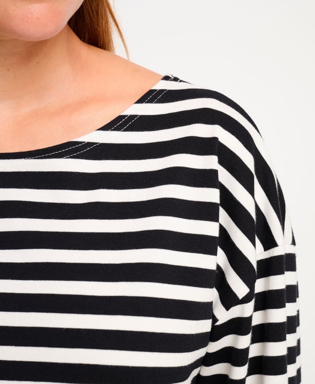 Striped Black Heavy Cotton Maternity Top