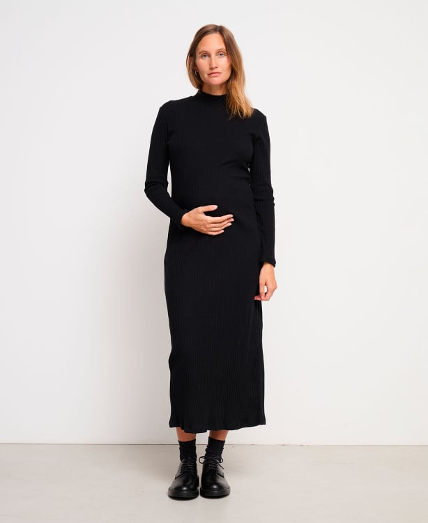 Robe Longue Maternité Noire Baya