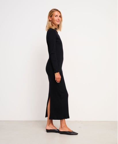 Robe Longue Maternité Noire Baya