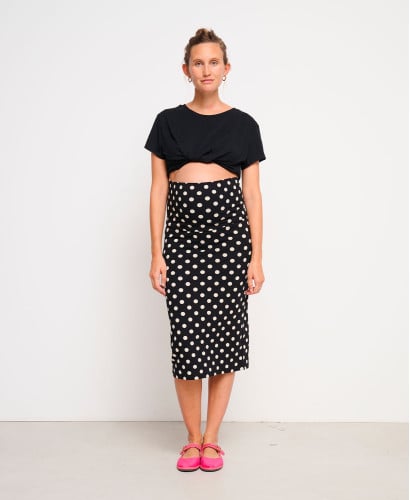 Jupe Grossesse Noir Pois Coton Bio Clara