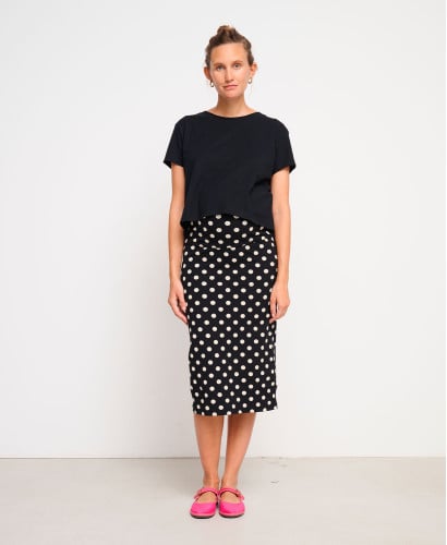 Jupe Grossesse Noir Pois Coton Bio Clara