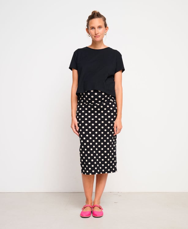 Jupe Grossesse Noir Pois Coton Bio Clara