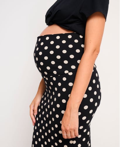 Jupe Grossesse Noir Pois Coton Bio Clara