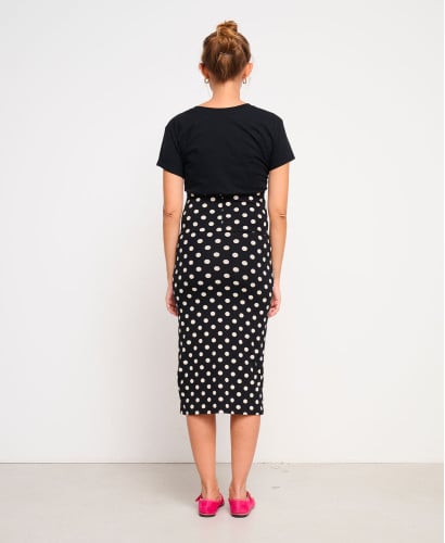 Jupe Grossesse Noir Pois Coton Bio Clara