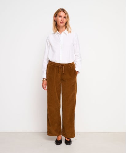 Pantalon Grossesse Velours Marron Axelle