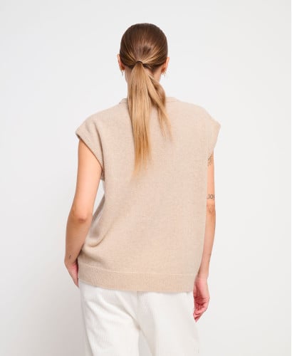 Pull Laine Beige Sans Manches Milo