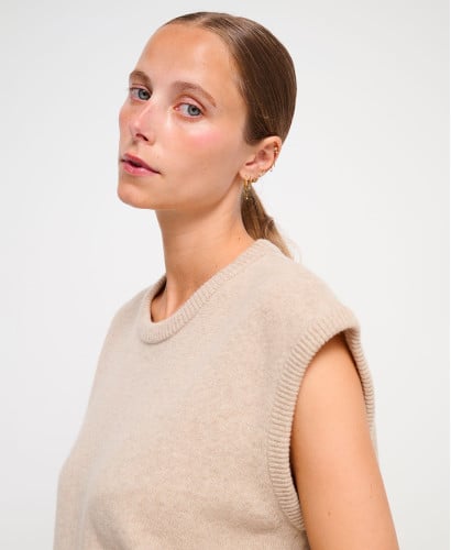 Pull Laine Beige Sans Manches Milo