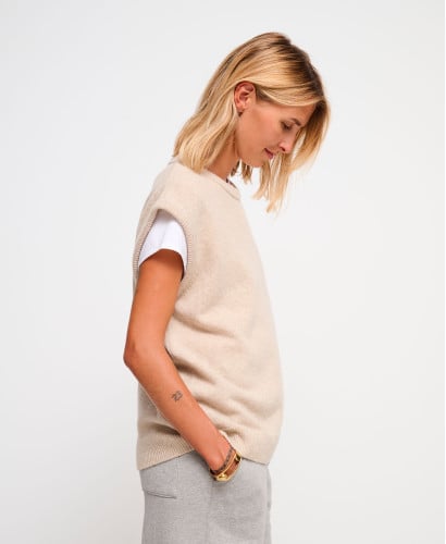 Pull Laine Beige Sans Manches Milo