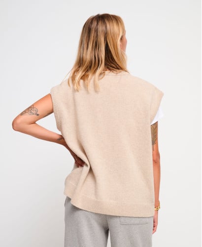 Pull Laine Beige Sans Manches Milo