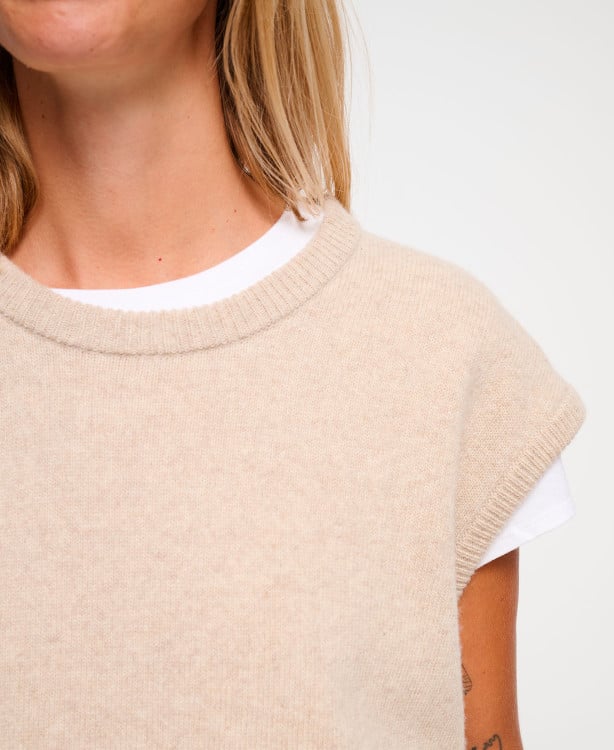 Pull Laine Beige Sans Manches Milo