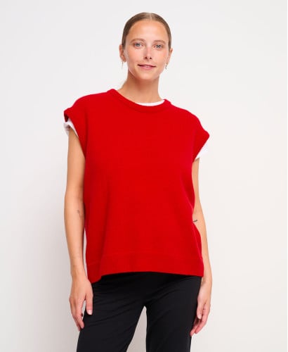Pull Laine Rouge Sans Manches Milo