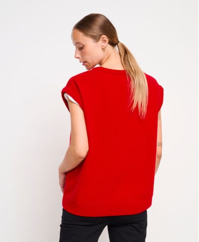 Milo Sleeveless Red Wool Sweater