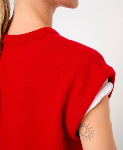 Milo Sleeveless Red Wool Sweater