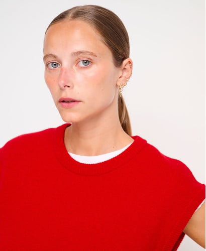 Milo Sleeveless Red Wool Sweater