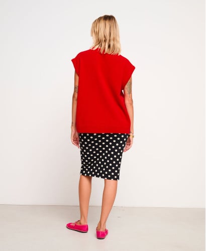 Pull Laine Rouge Sans Manches Milo