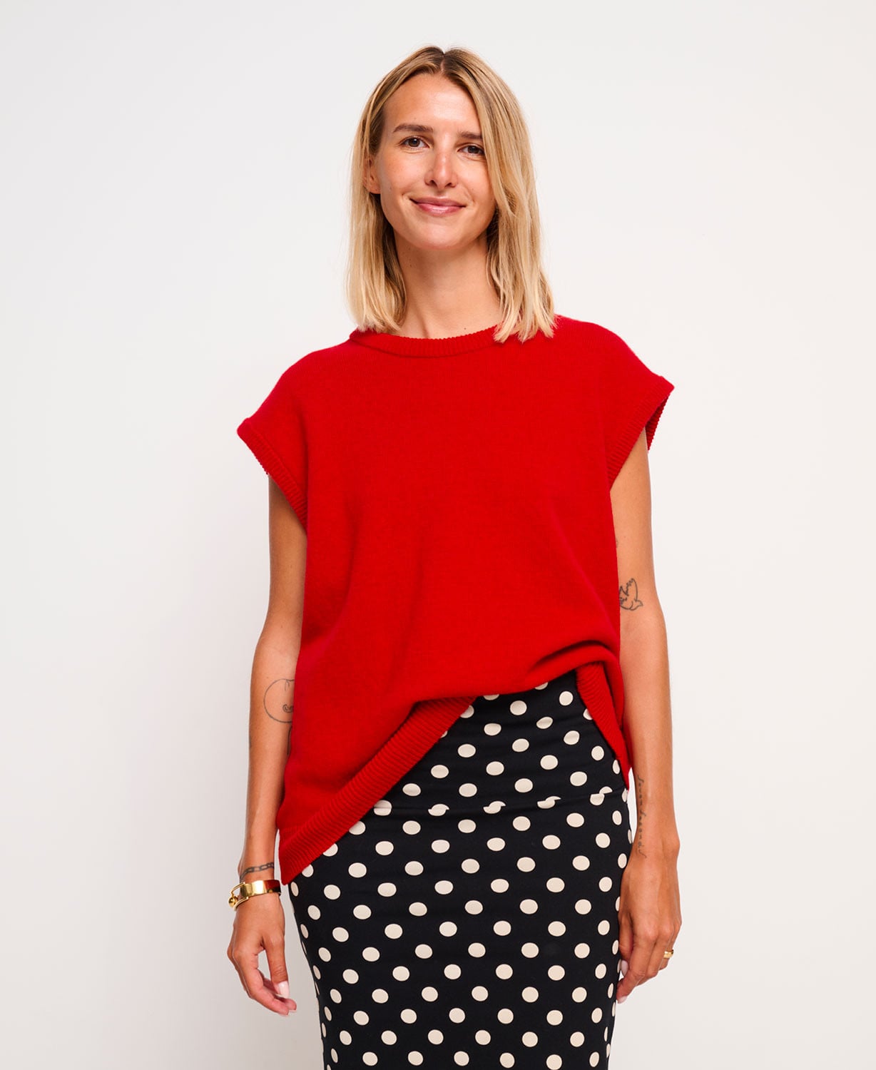 Pull Laine Rouge Sans Manches Milo