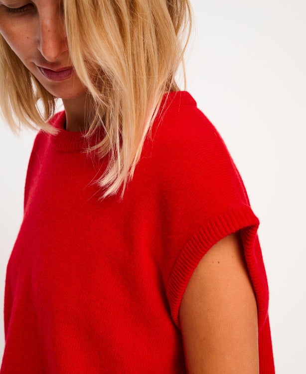 Pull Laine Rouge Sans Manches Milo