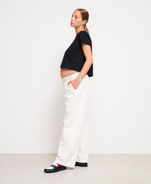 Pantalon Grossesse Velours Écru Axelle