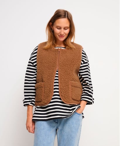 Brown Wool Alma Sleeveless Jacket