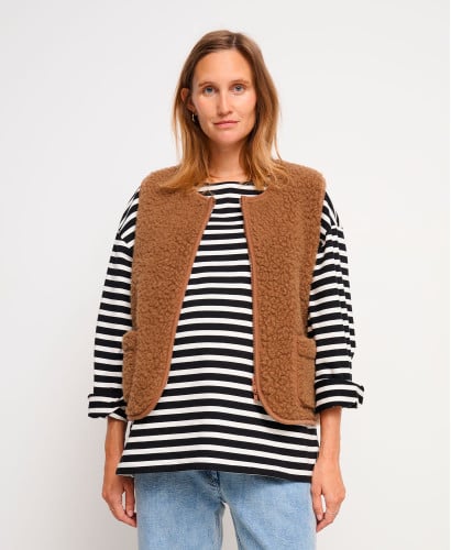 Veste Sans Manche Laine Marron Alma