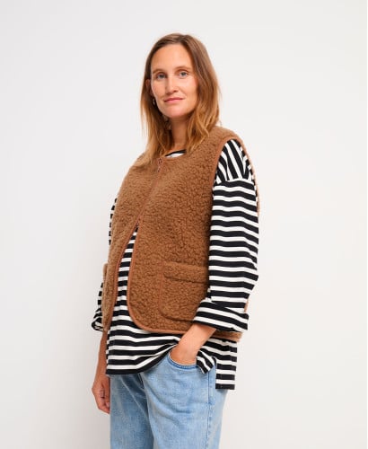 Veste Sans Manche Laine Marron Alma