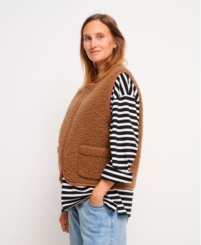 Brown Wool Alma Sleeveless Jacket