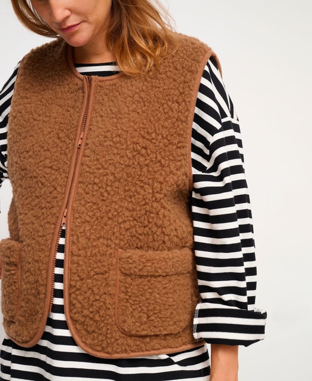 Veste Sans Manche Laine Marron Alma