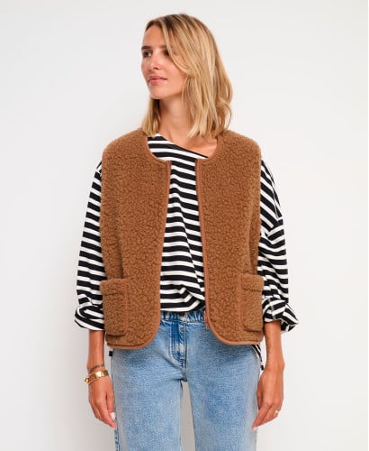 Brown Wool Alma Sleeveless Jacket