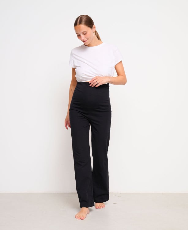 Legging Maternité Flare Noir Chaud Coton Bio