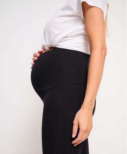 Legging Maternité Flare Noir Chaud Coton Bio