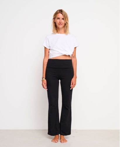 Legging Maternité Flare Noir Chaud Coton Bio