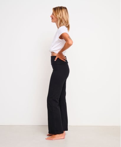 Warm Black Organic Cotton Flared Maternity Leggings