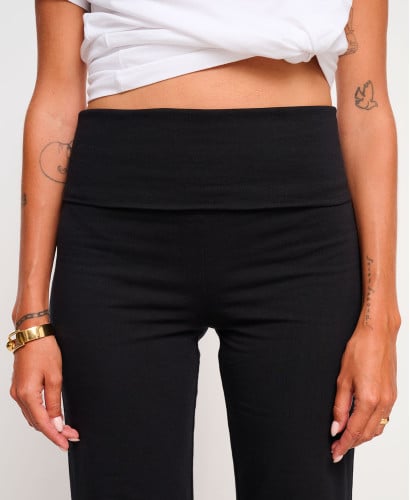Legging Maternité Flare Noir Chaud Coton Bio