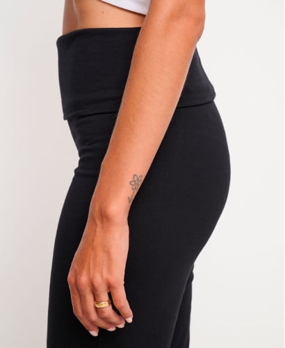 Warm Black Organic Cotton Flared Maternity Leggings